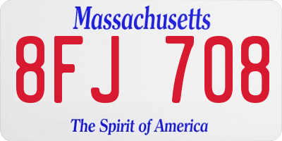 MA license plate 8FJ708