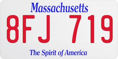 MA license plate 8FJ719