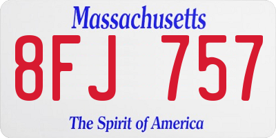 MA license plate 8FJ757
