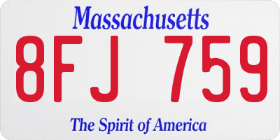 MA license plate 8FJ759