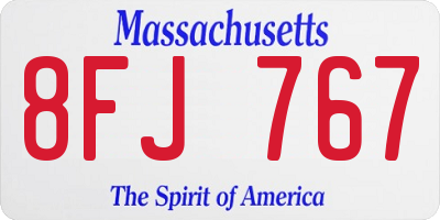 MA license plate 8FJ767