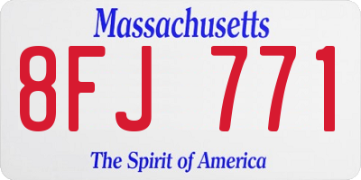 MA license plate 8FJ771