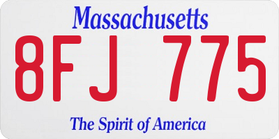 MA license plate 8FJ775