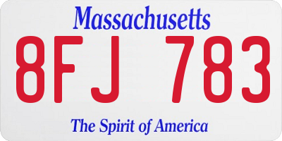 MA license plate 8FJ783