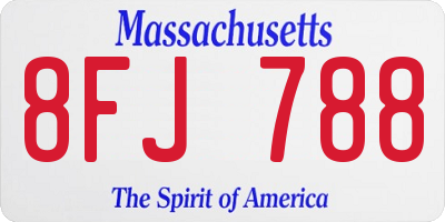 MA license plate 8FJ788