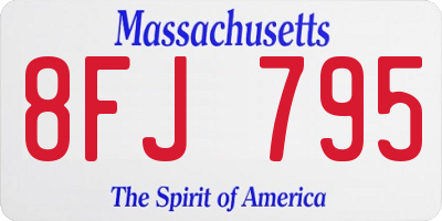 MA license plate 8FJ795