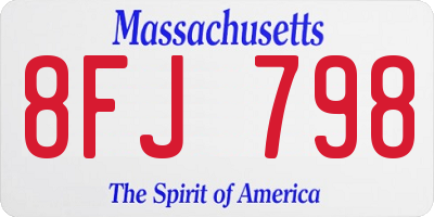 MA license plate 8FJ798