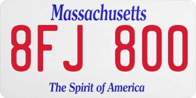 MA license plate 8FJ800
