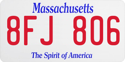MA license plate 8FJ806