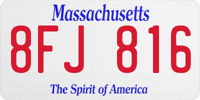 MA license plate 8FJ816