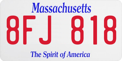 MA license plate 8FJ818