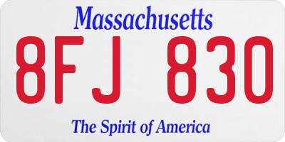 MA license plate 8FJ830