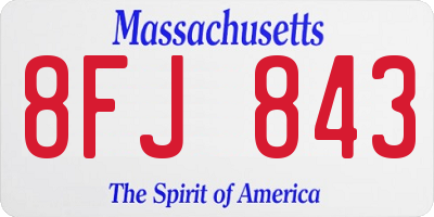 MA license plate 8FJ843