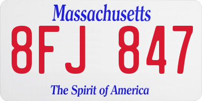 MA license plate 8FJ847