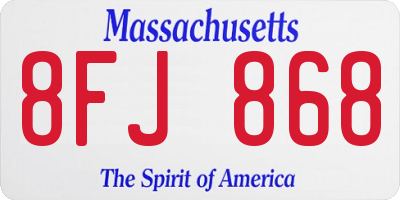 MA license plate 8FJ868