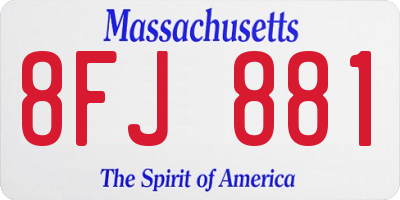 MA license plate 8FJ881