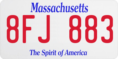 MA license plate 8FJ883