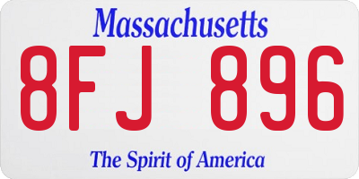 MA license plate 8FJ896