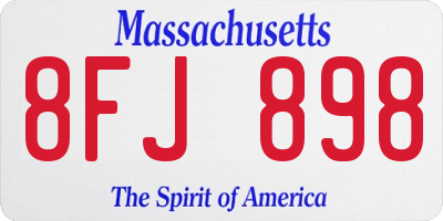 MA license plate 8FJ898