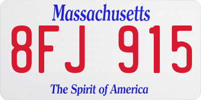 MA license plate 8FJ915