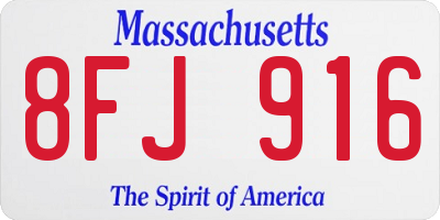 MA license plate 8FJ916