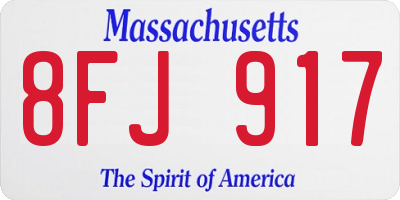 MA license plate 8FJ917