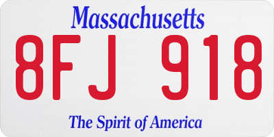 MA license plate 8FJ918