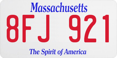 MA license plate 8FJ921