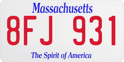 MA license plate 8FJ931