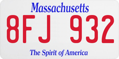 MA license plate 8FJ932