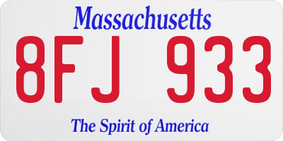 MA license plate 8FJ933