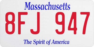 MA license plate 8FJ947