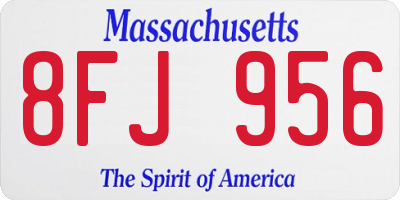 MA license plate 8FJ956