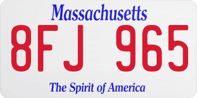 MA license plate 8FJ965