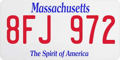 MA license plate 8FJ972
