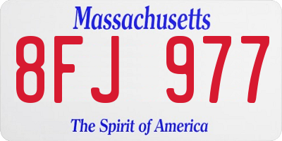 MA license plate 8FJ977