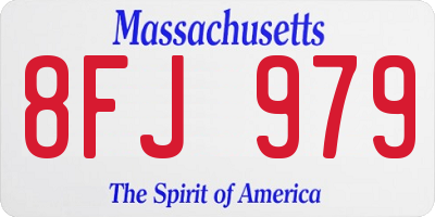 MA license plate 8FJ979