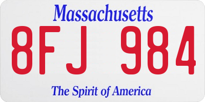 MA license plate 8FJ984