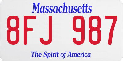 MA license plate 8FJ987