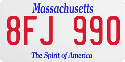 MA license plate 8FJ990