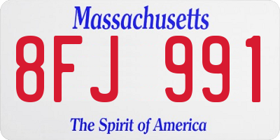 MA license plate 8FJ991