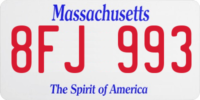 MA license plate 8FJ993