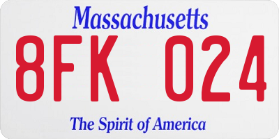 MA license plate 8FK024