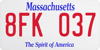 MA license plate 8FK037