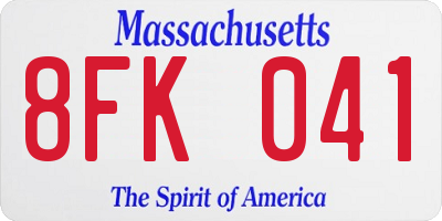 MA license plate 8FK041