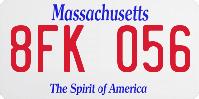 MA license plate 8FK056