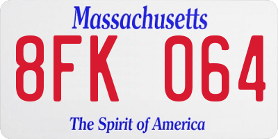 MA license plate 8FK064