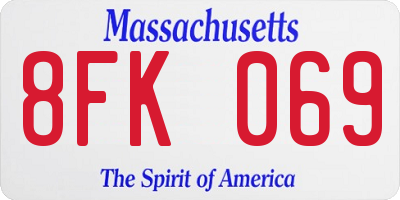 MA license plate 8FK069