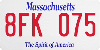 MA license plate 8FK075