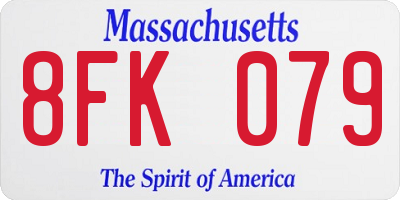 MA license plate 8FK079